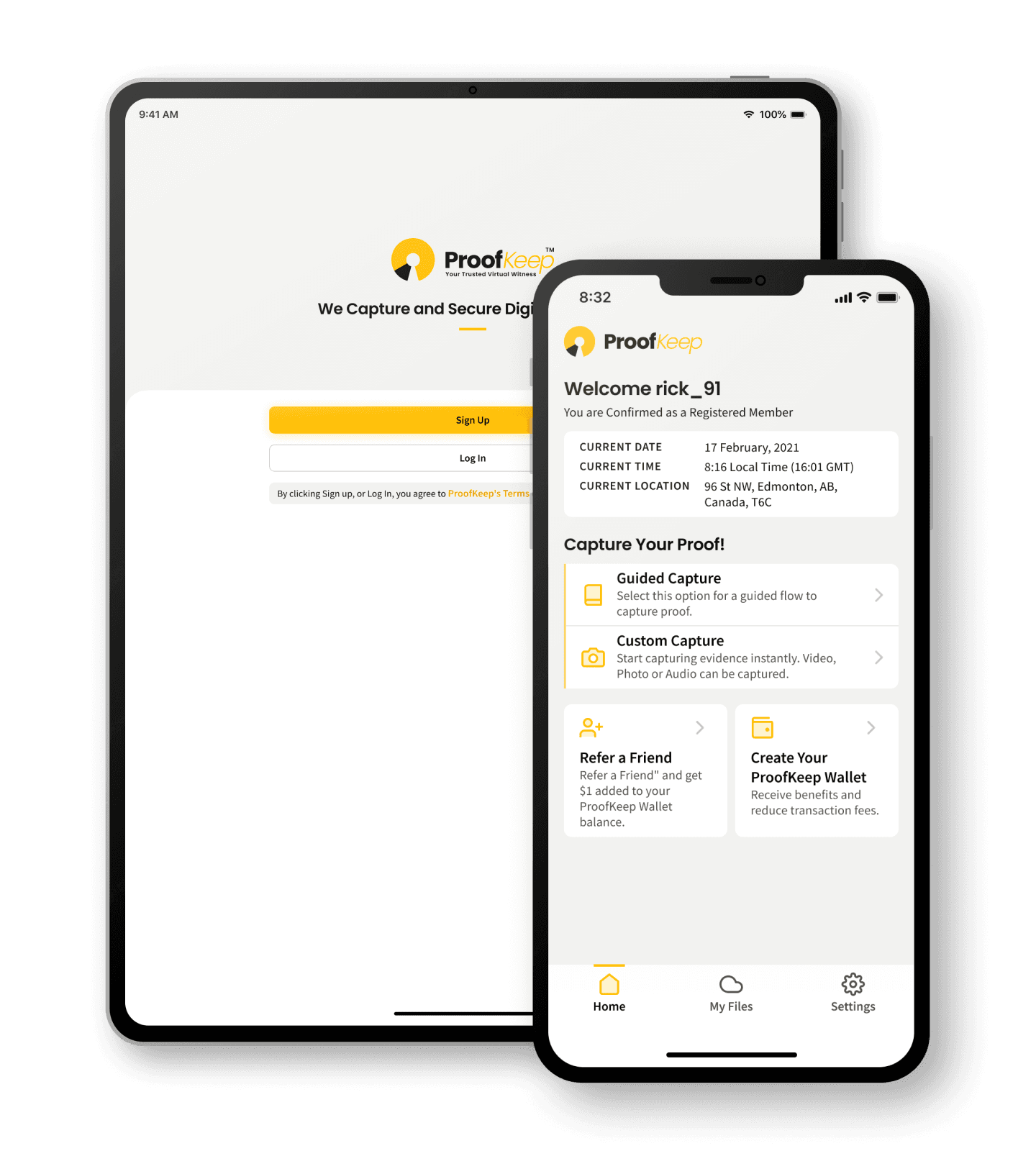 proofkeep on phone and tablet